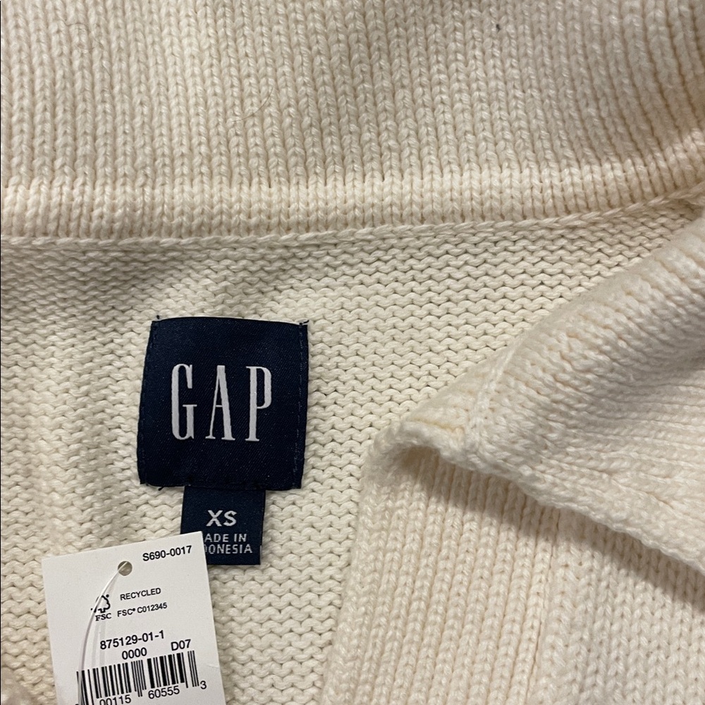 GAP cotton oversized pullover, super soft, cream with navy stripe, size XS - Picture 4 of 5